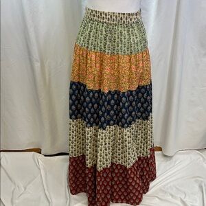 Young Threads Bohemian Multi-Color Maxi Skirt Sz M NWT